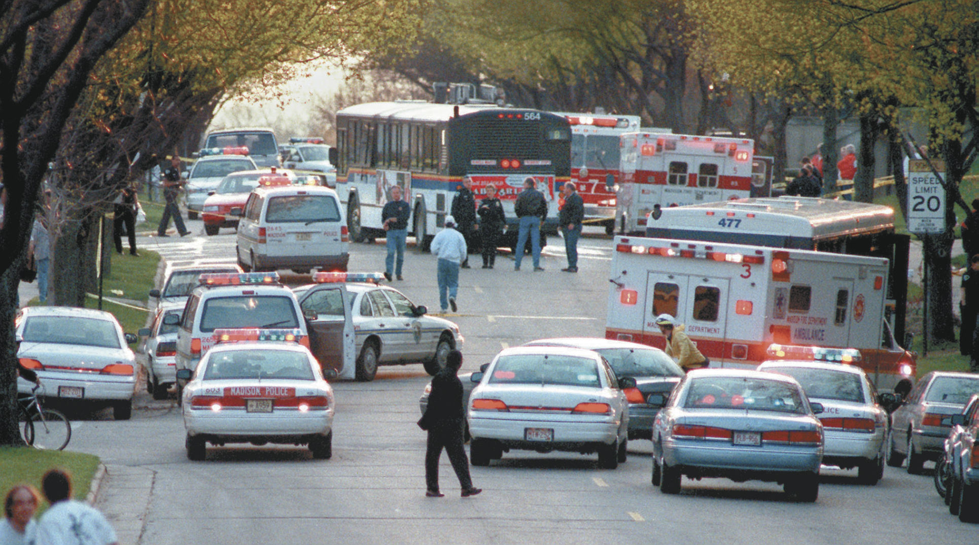 Bus fire scene